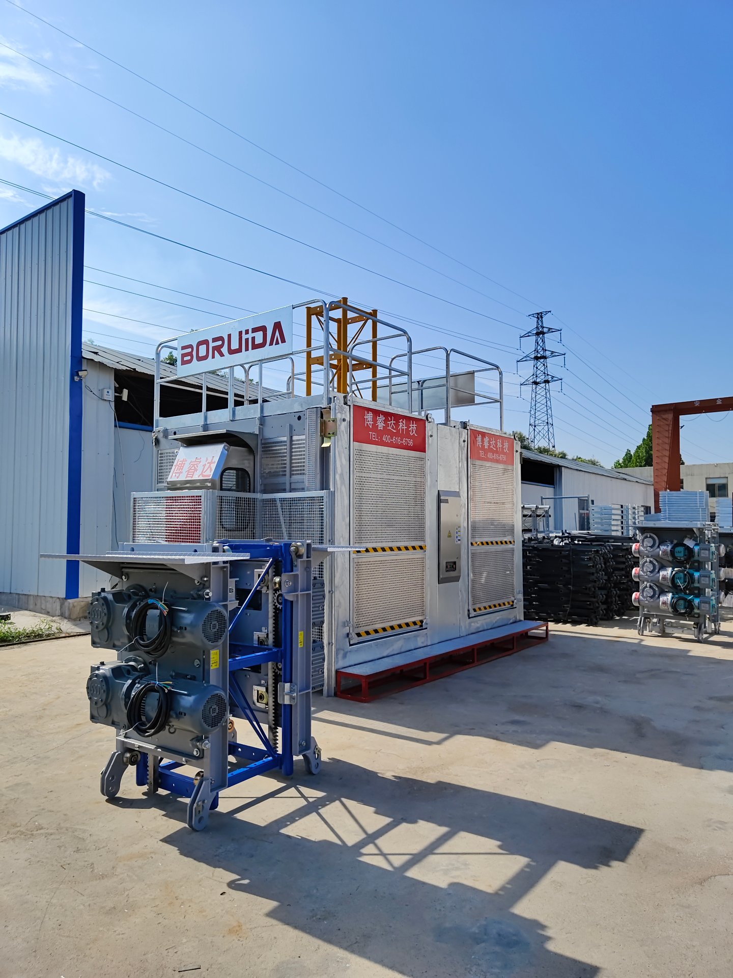 JKTECH drive unit, mast sections and hoist car ready for dispatch